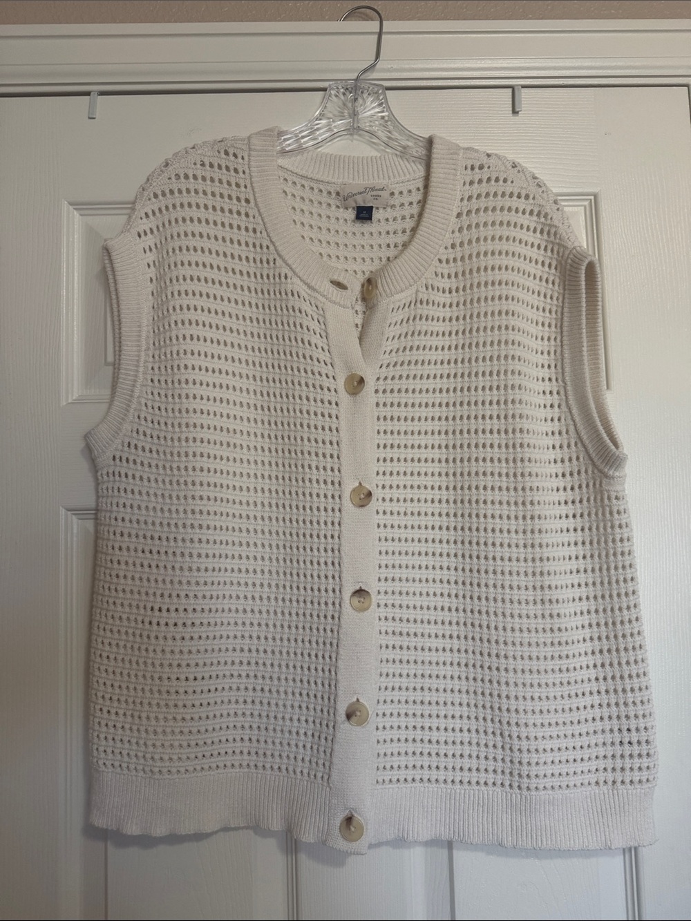 Universal Thread Cream Open-Knit Button Front Sweater Vest